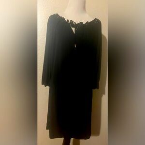 White House Black Market Black Long-Sleeve Blouson Dress